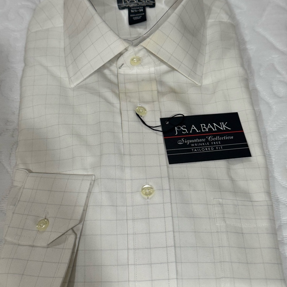 Jos. A. Bank signature collection, Men's White Checkered Dress Shirt